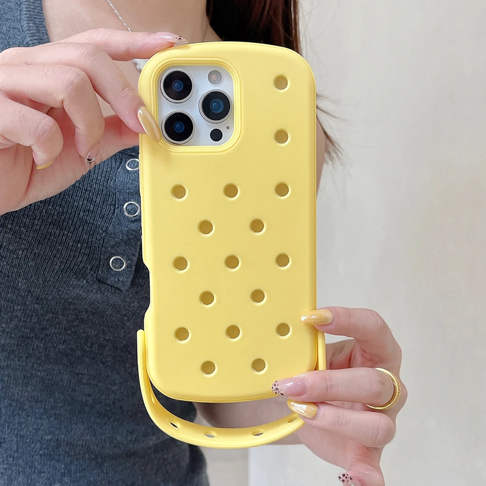 For i Phone 16 Pro Max Crocs Case colors Beige/Gray /Yellow/ Mauve