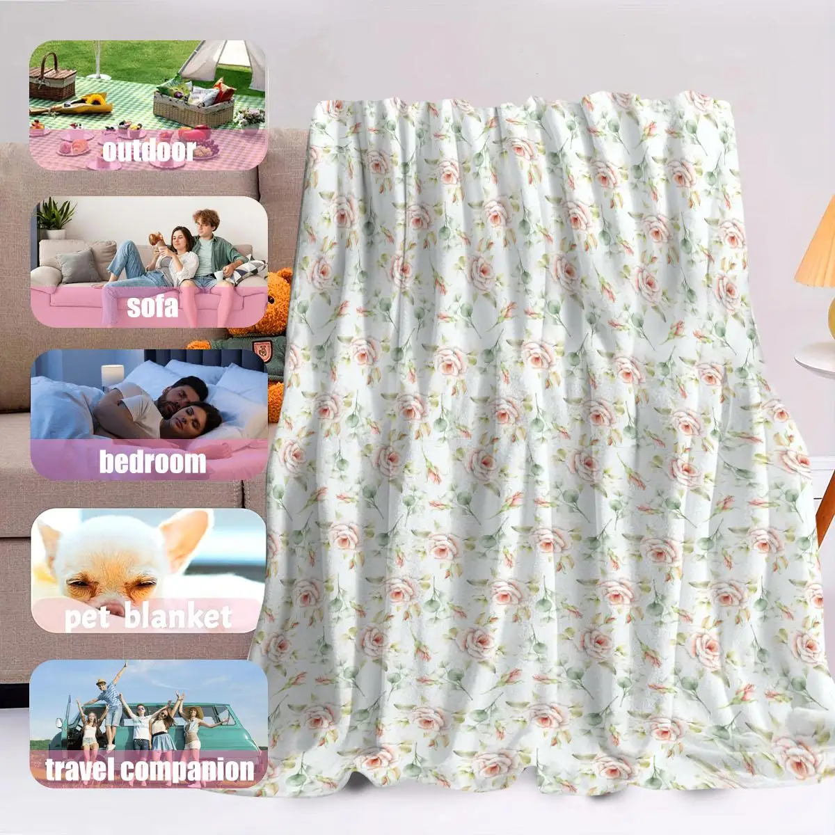 SRH Classical-design flannel, elegant patterns, heat-retaining. Bedroom Hanukkah elder gift. 4