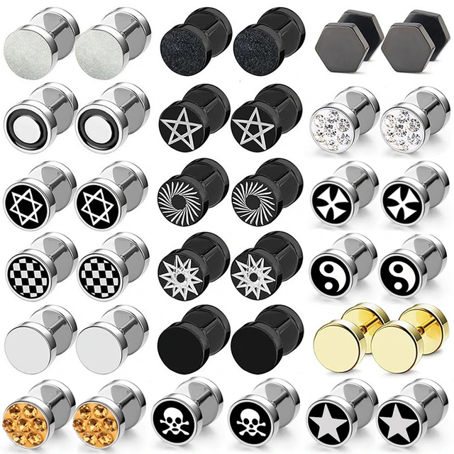 Satago | 12 mm Stainless Steel Dumbbell Faux Plug Stud Earring | In stock!  | Lucleon