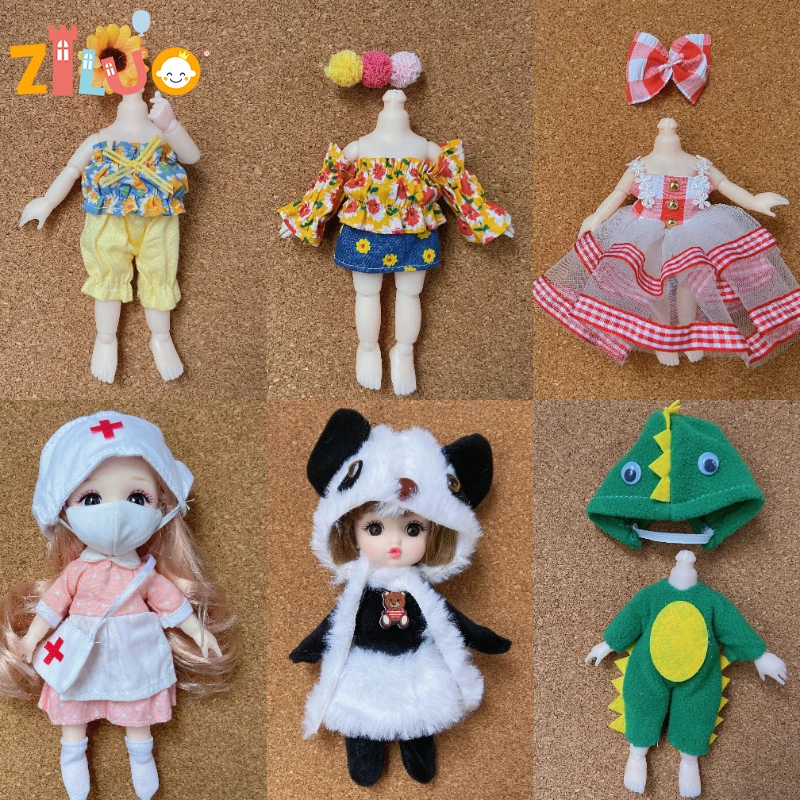 1/12 Doll Clothes for 15cm-17cm Ob11 Bjd Dolls Suit for Girls Doll Toys Doll Dress Up Skirt Cute Clothes Nurse Uniform Xmas Gift finger puppets plush nurse postman farmer doll hand cartoon family hand puppet cloth theater educational toys for kids gifts