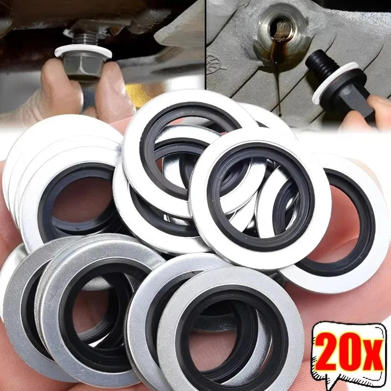 Aluminium Alloy Rubber Gasket Car Oil Sump Drain Plug Sealing Gaskets Rings Washer M16 For Renault Clio Duster Espace Fluence