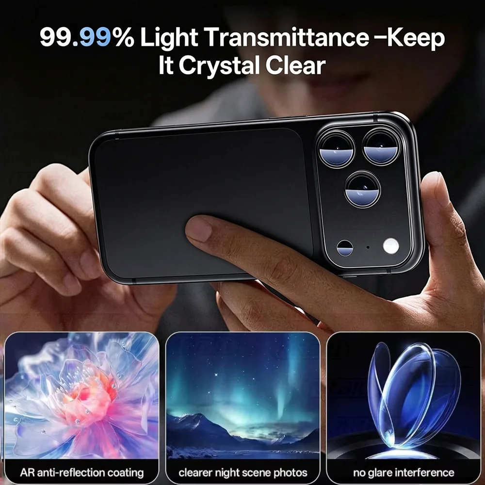 NNBILI 2Pcs For IPhone 18 Pro Max Camera Lens Protector - Premium 9H Tempered Glass With Strong Adsorption Case-Friendly Design