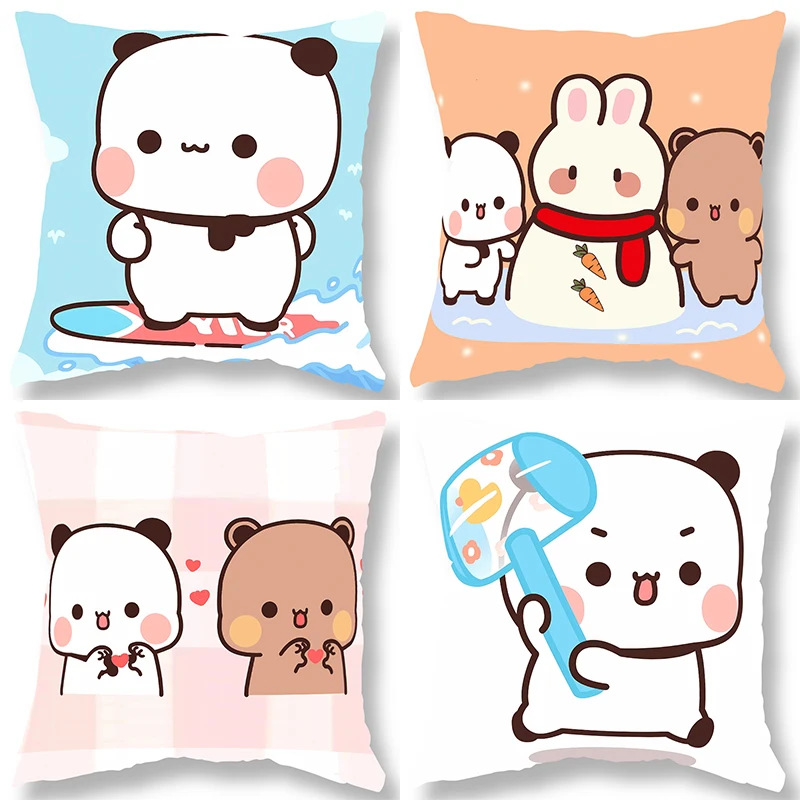 

Рисунок с милым медведем наволочка подарок Kawaii мультфильм анимация гостиная диван наволочка украшение для дома спальни комнаты