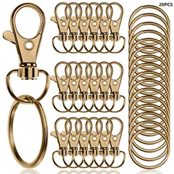 Set of 20 Swivel Lobster Clasps with Key Rings for DIY Crafts (32mm/1.25in) (Brown)