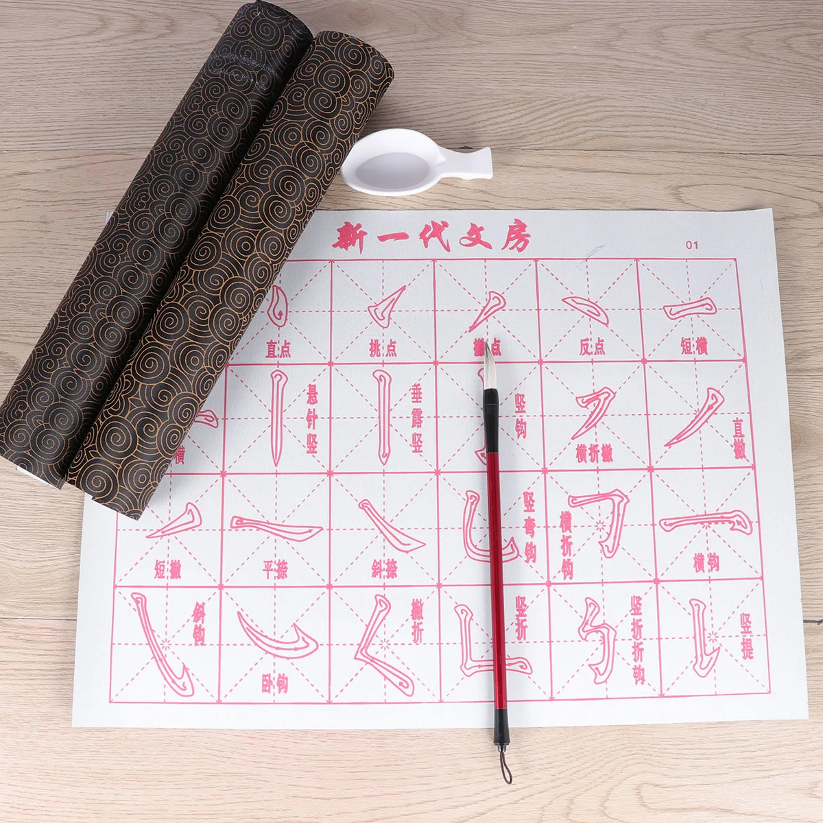 

6 Pcs/Set Water Writing Cloth Gridded Fabric Mat Four Treasures Calligraphy Exercises Practicing Chinese