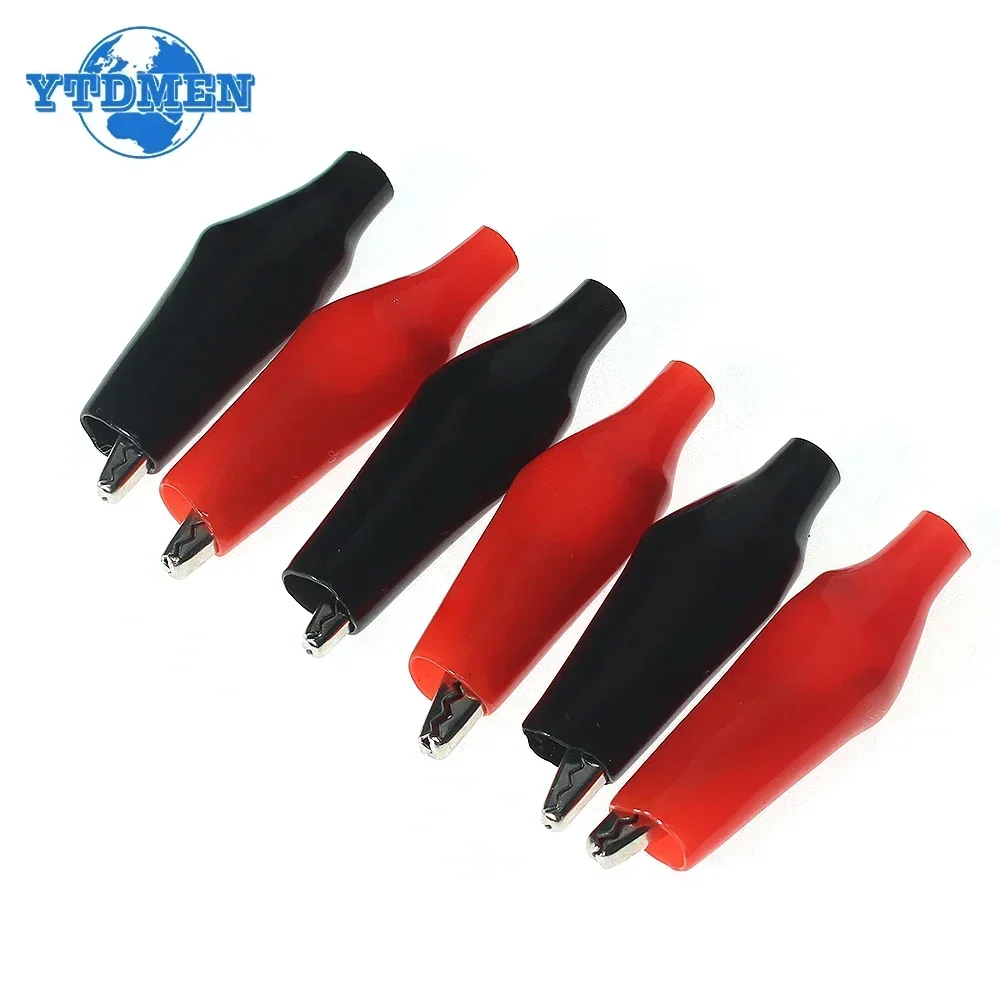 10PCS Metal Alligator Clip 24x28mm Insulation Crocodile Electrical Clamp Testing Clip Red/Black Crocodile Clips