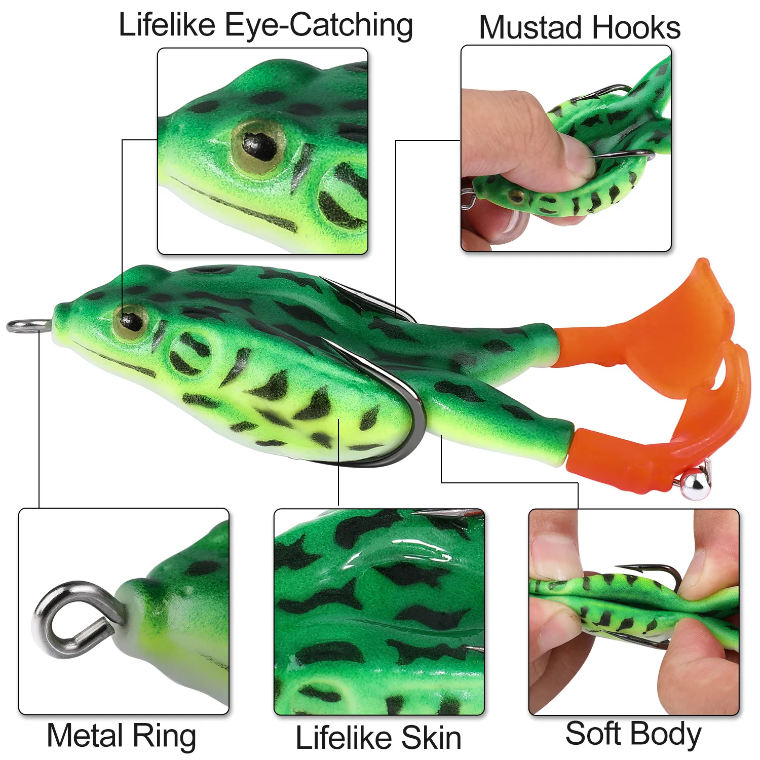 Sougayilang 6 Pcs Soft Frog Fishing Bait 9cm Soft Silicone Fishing Frog Lure  Double Propellers Frog Topwater Floating Frog Bait - AliExpress