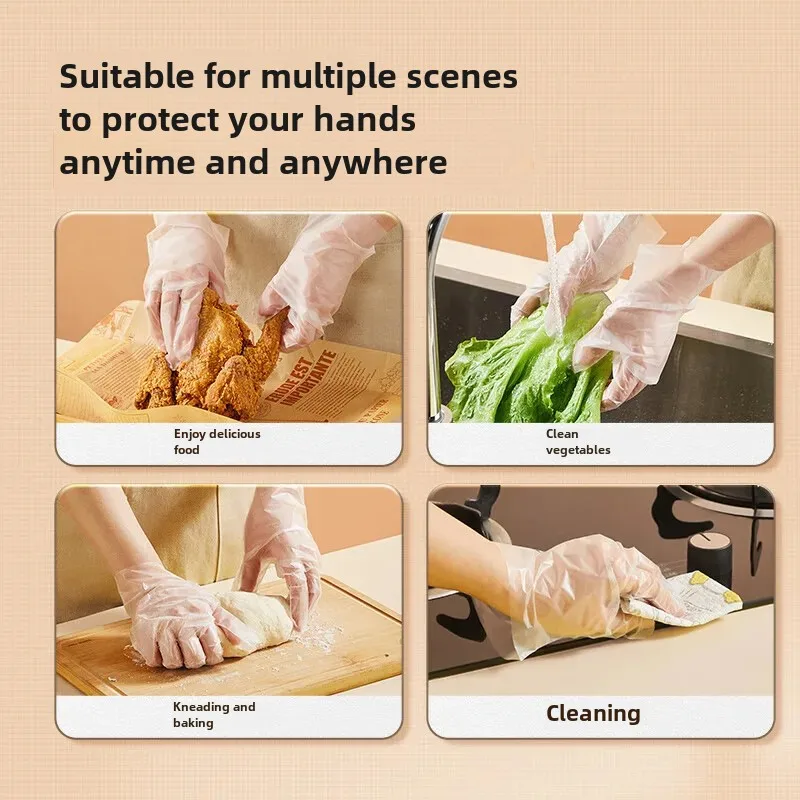 Disposable TPE Kitchen Gloves Summer Season Shockproof One-Time Use 100 Pieces Pack Shield Against Needle Sticks