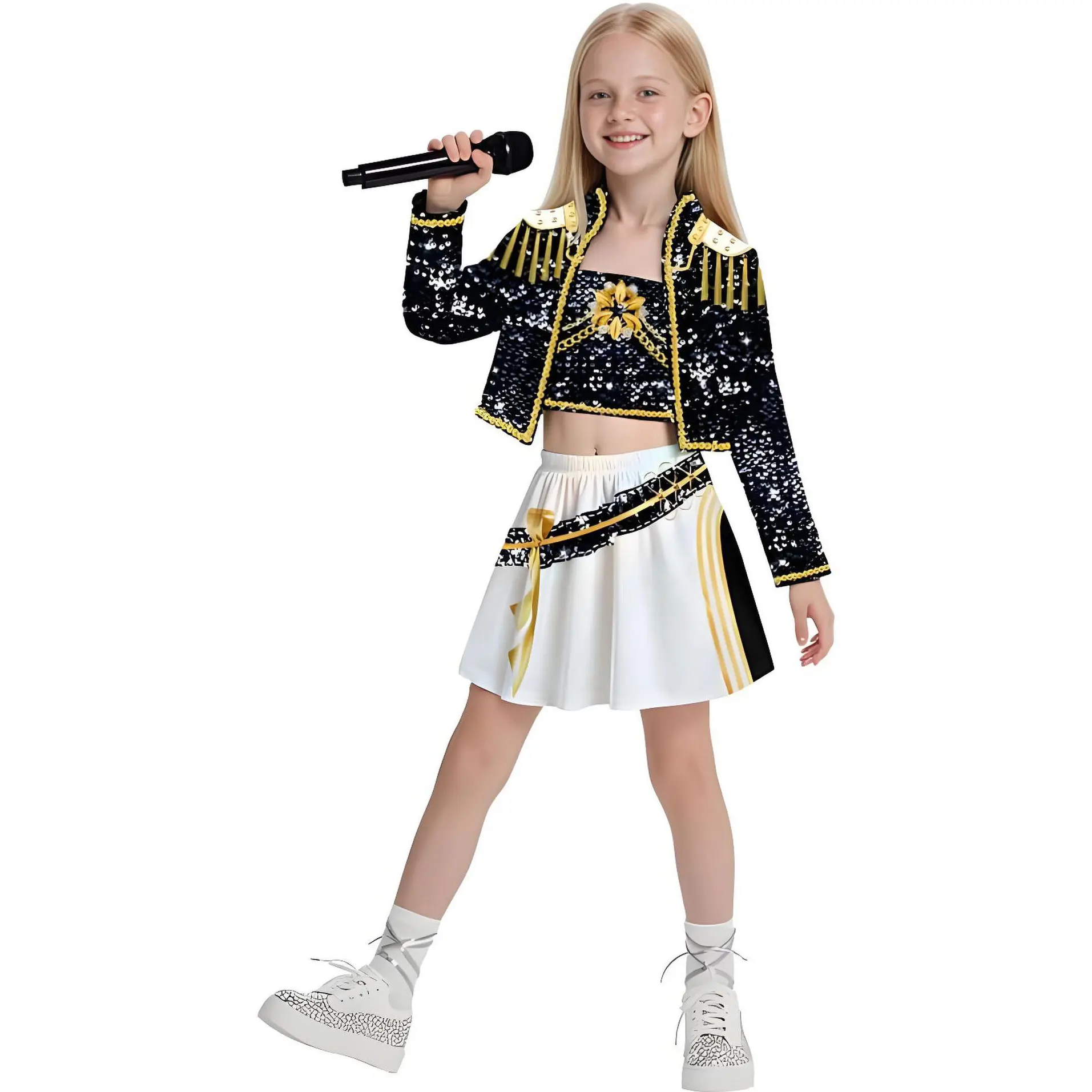 Hot Movie KPop Demon Hunters Costume Girl Cosplay KPop Singers Dance Role Halloween Demon Outfits Top + Pants + Accessories Set 4