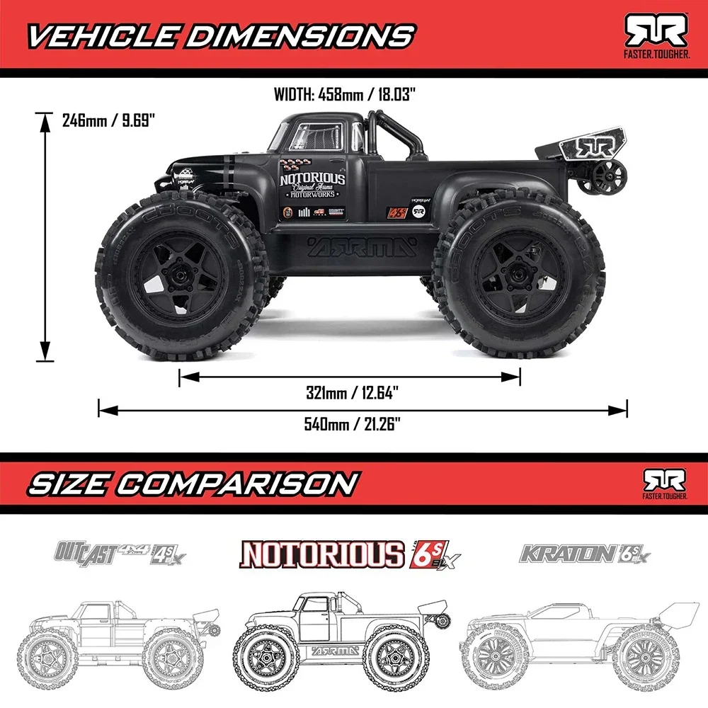 ARRMA 1/8 NOTORIOUS 6S V6 4X4 BLX BrushlessOff-road Vehicles