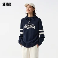 Semir Hoodie Women Letter-printed Loose Drop-shoulder Hooded Pullover Casual and Elegant Spring Individual Printed Top 2