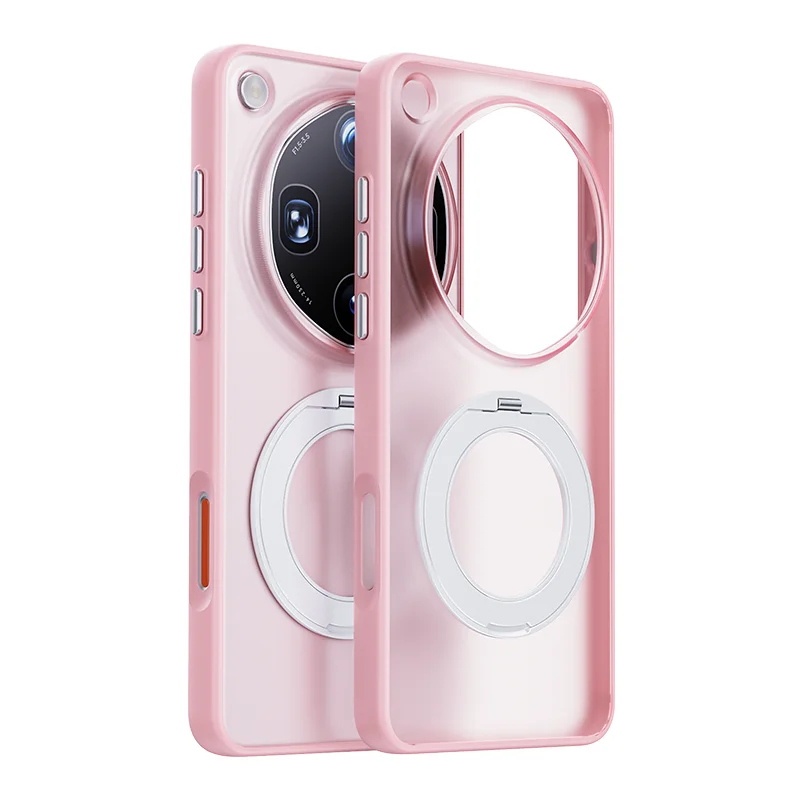 ELVEV Frosted Translucent Magnetic Phone Case with 360° Rotating Ring Holder