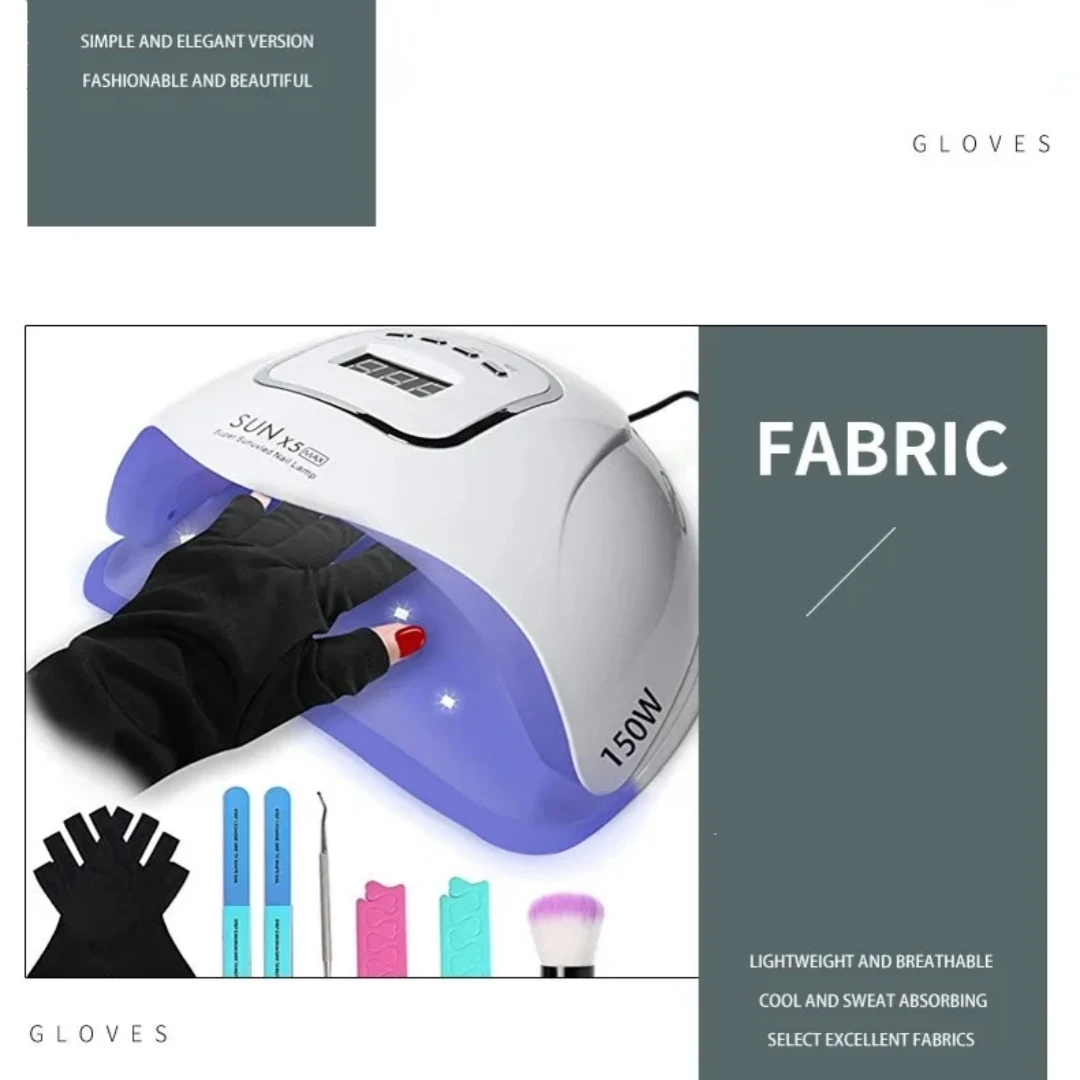 

Fashion multi-color manicure gloves, black-proof half-finger sleeves for nails