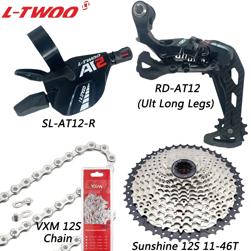 

LTWOO AT12 1x12 Speed Bike Derailleurs Groupset Right Shift Lever Sunshine 11-46T/50T/52T Cassette VXM Chain Bicycle Parts