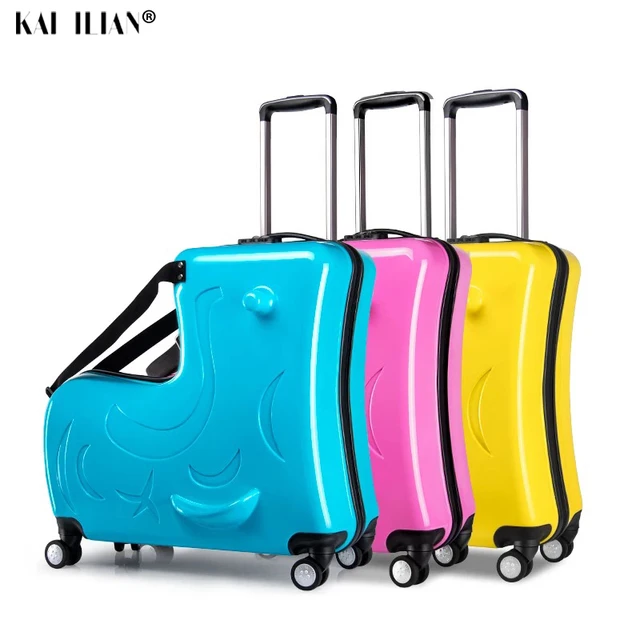 New Model Kids Hard Shell Luggage Kids Travel Riding Suitcase with