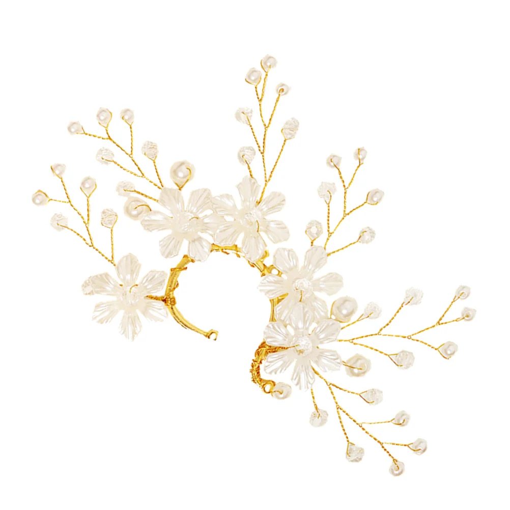 

Pearl Rhinestone Clip Bone Bridal Accessory Womens Earrings No Pierced Jewelry Delicate Alloy Fashionable Bride