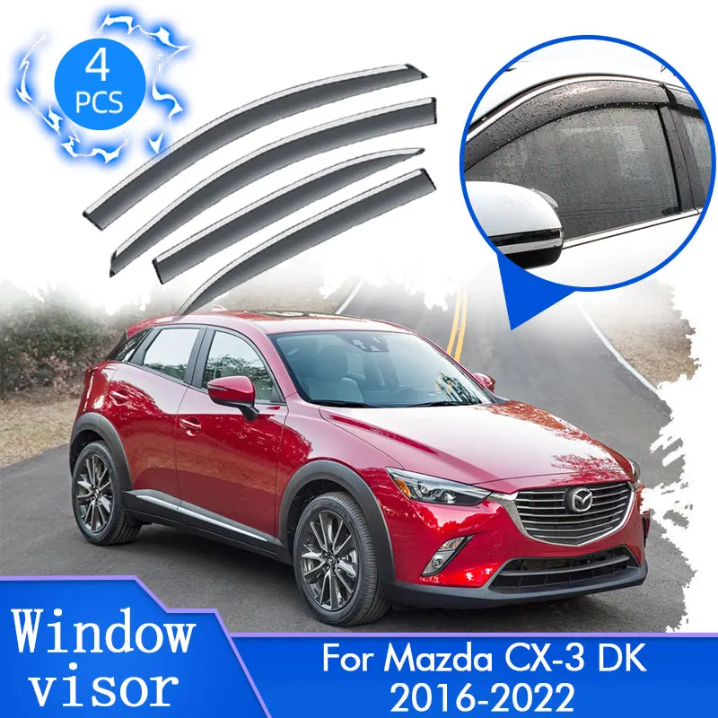 

4x For Mazda CX-3 CX 3 CX3 DK 2016 2017 2018 2019 2020 2021 2022 Sun Rain Window Visors Wind Deflectors Guard Awning Trim Cover