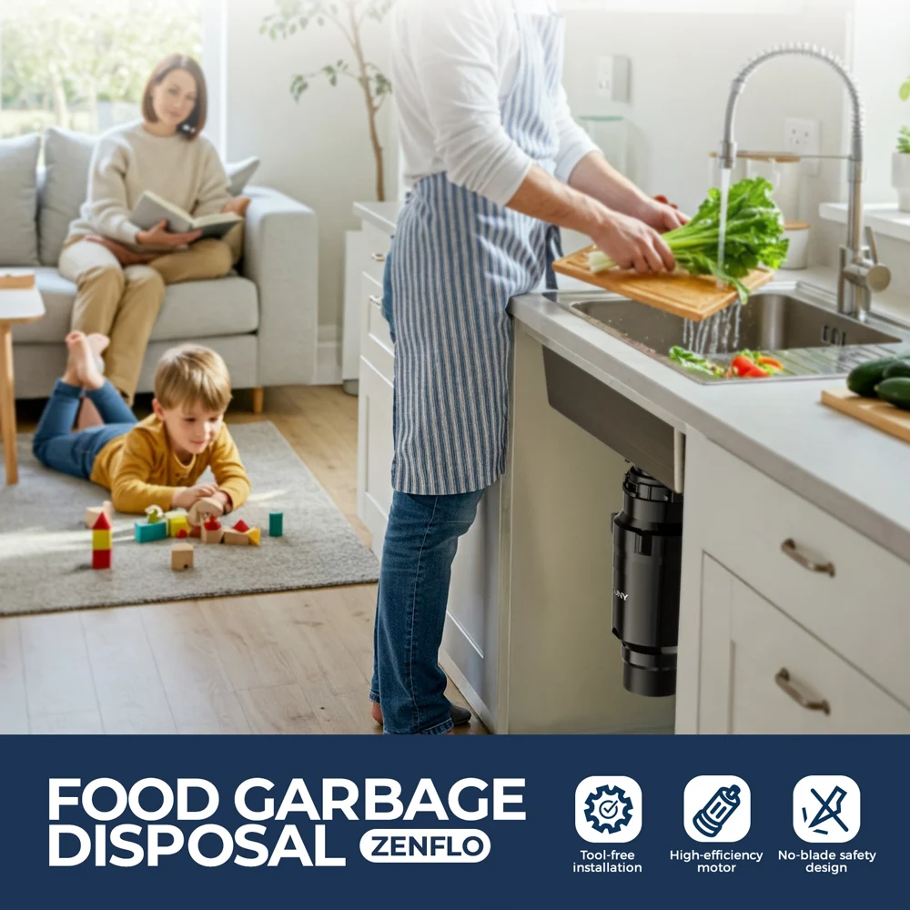 Description Picture 2 of itemFood Waste Disposer with Sound Reduction,1/2 HP  Continuous Feed Garbage Disposal with Stainless Steel Grinding System