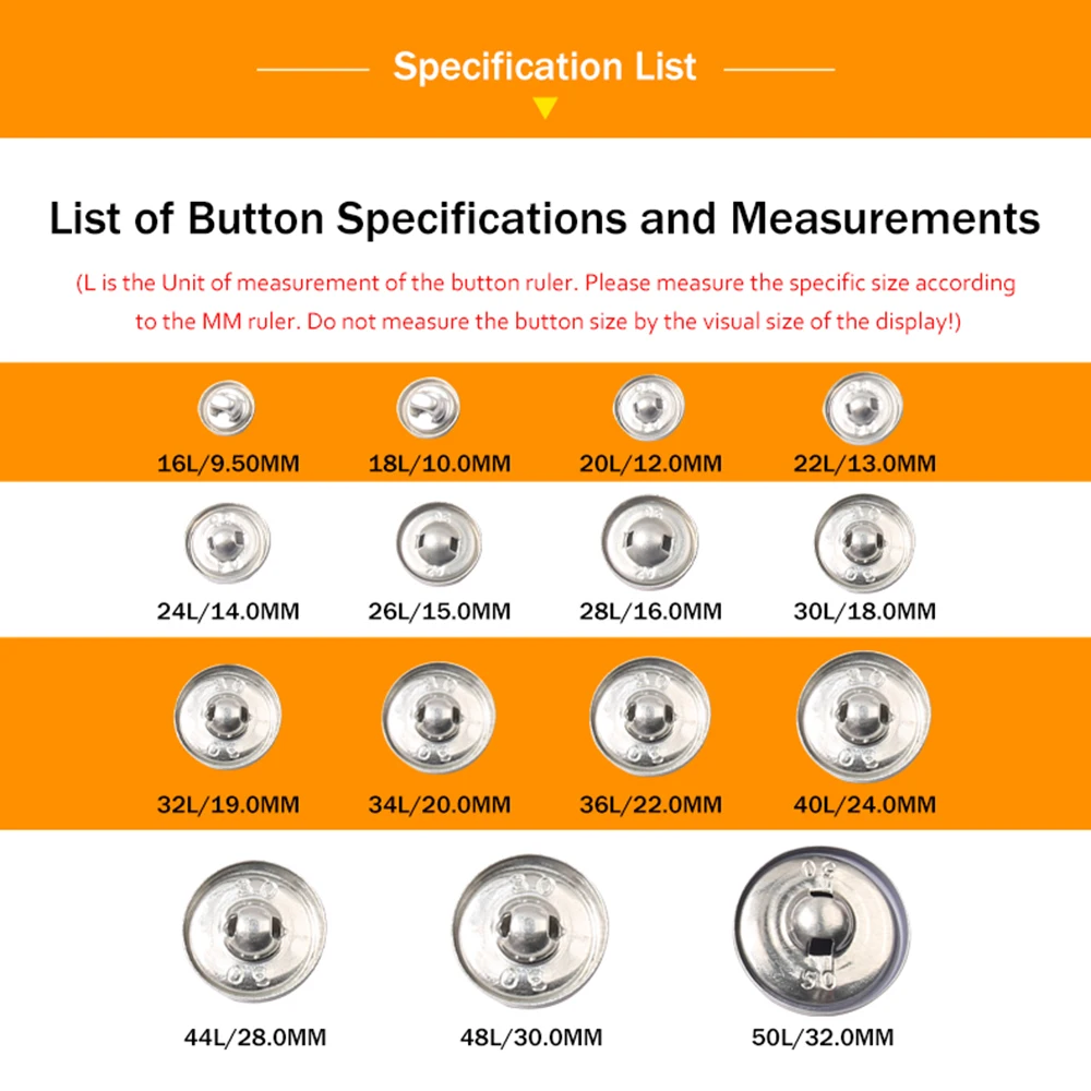 100sets/lot 16L-60L Covered Button Aluminum Base Round Bread Shape Fabric Buttons for Diy Cloth Coat Sewing Accessories 2