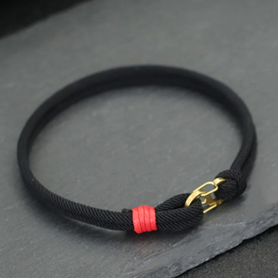 Stainless Steel Thin Rope Bracelet For Men With S Buckle