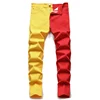 New Men 2022 American Style Fashion Stitching Two-color Yellow and Red Trend Stretch Jeans Male Trousers Denim Pants 4