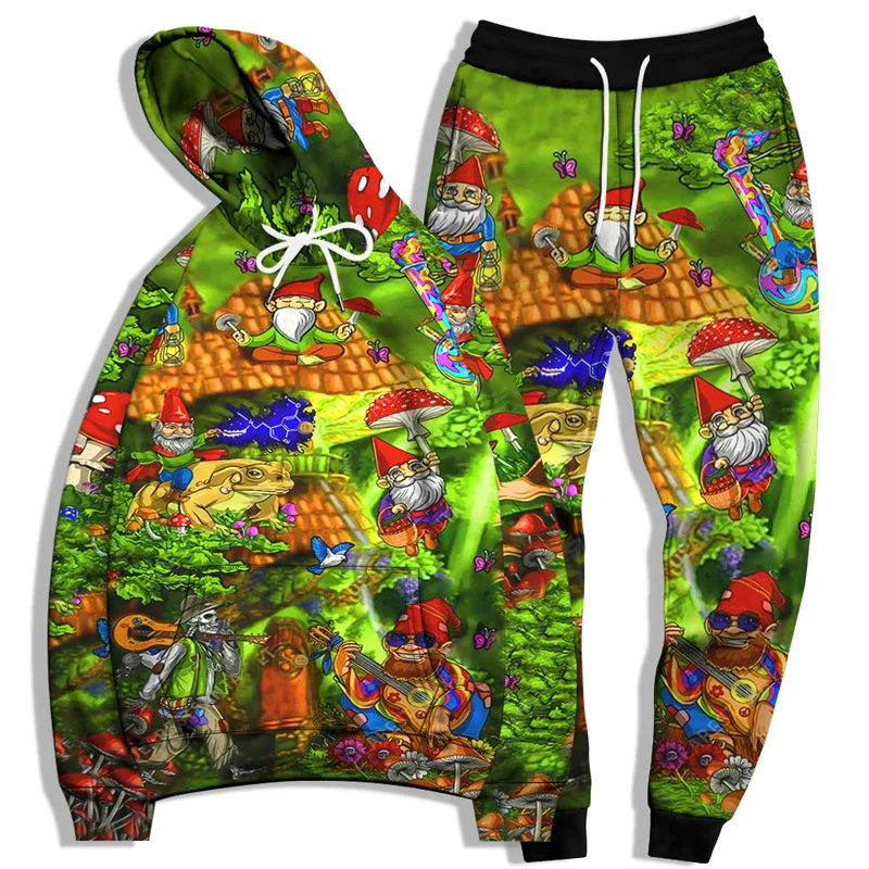 Colorful Pattern 3D Printed Hoodie Pant Sets for Men