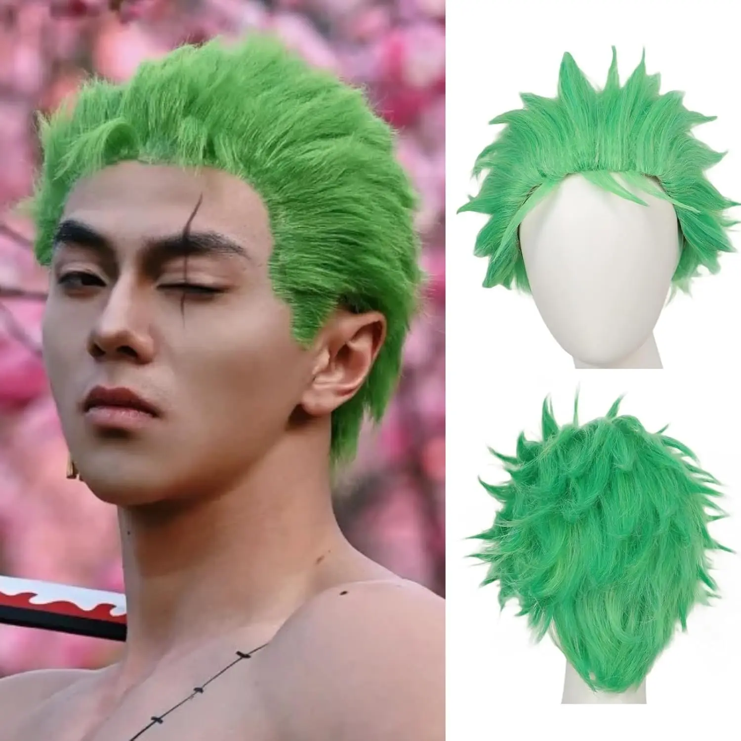 One Piece Roronoa Zoro Short Green Wig Cosplay