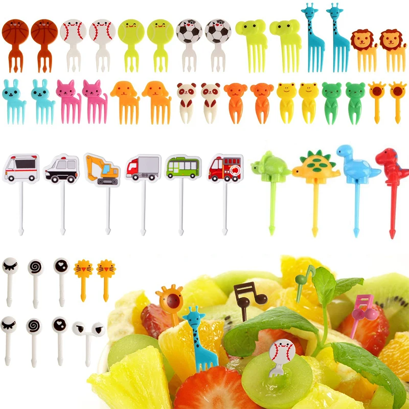 Animal Fruit Fork Food Grade Plastic Mini Cartoon Kids Cake Fruit
