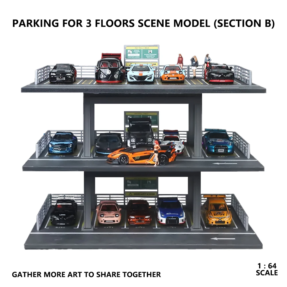 その他 1/64 mini car parking lot diorama 1/64 Diorama City Street Corner Car Parking Lot Model LED