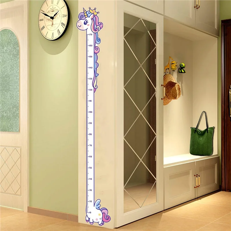 Giraffe Kids Height Measurement Growth Chart Wall Stickers Cartoon Animal Height Measure Wallpaper For Baby Room Decals