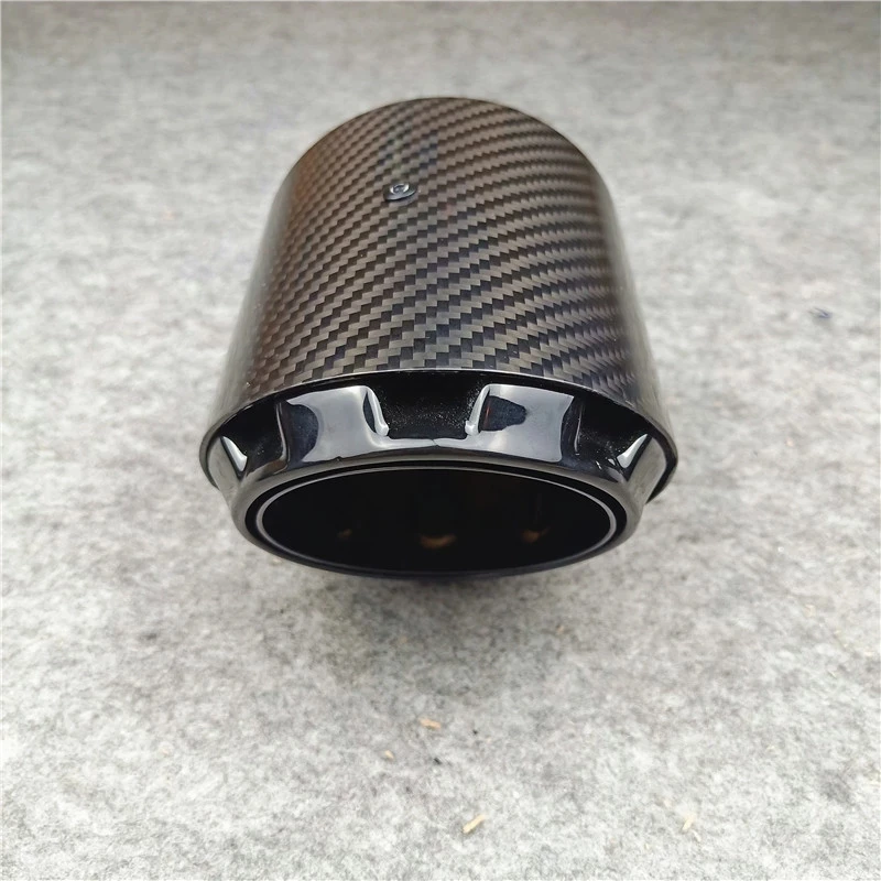 Genuine Quality Uniersal One Piece Three Layers Carbon Exhaust Tips Glossy Black For Tuning Muffler Nozzles End Pipe