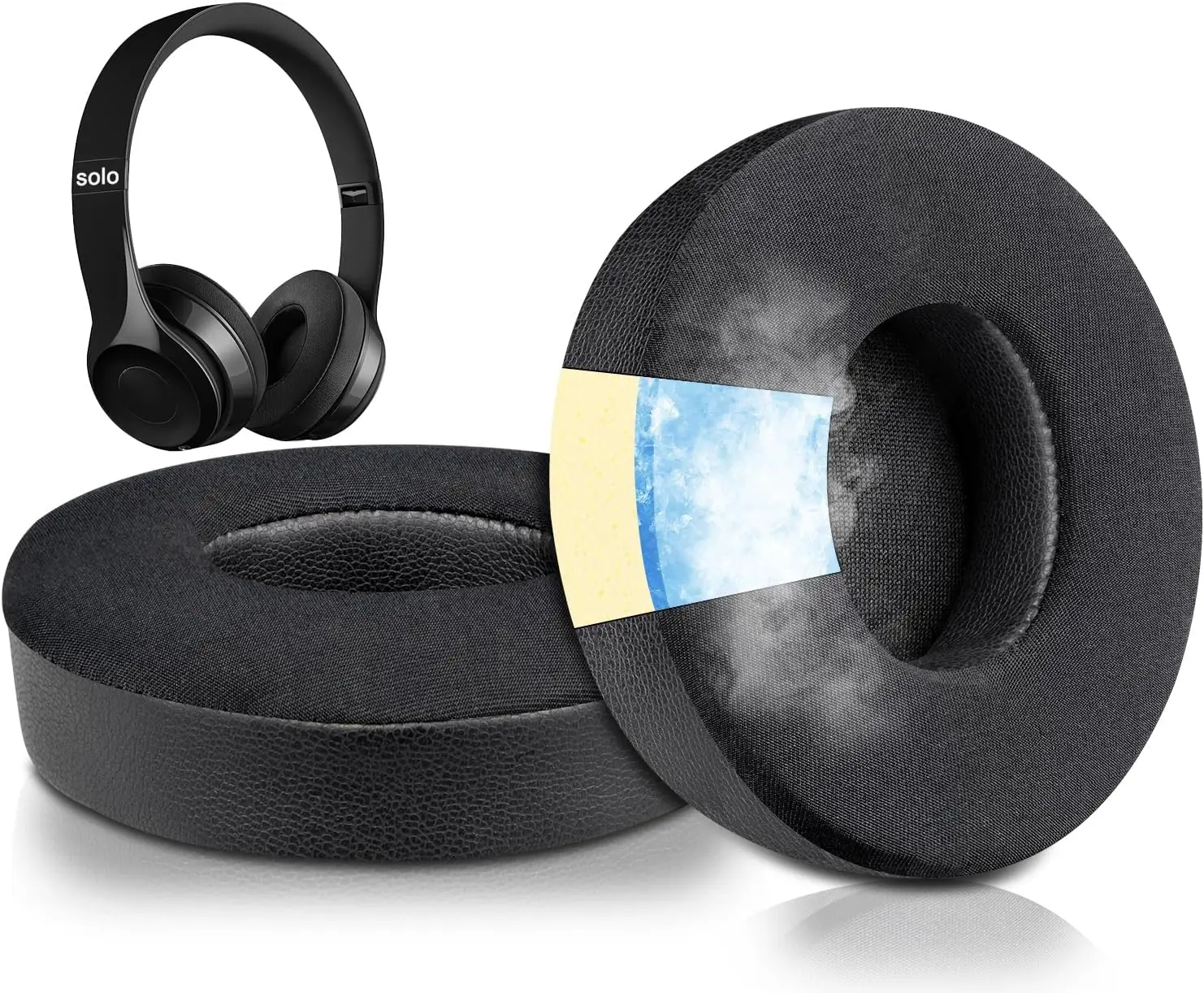 

Cooling Gel Replacement Ear Pads Cushions for Beats Solo 2 & Solo 3 Wireless On-Ear Headphones, Solo2 Solo3 Earpads with High-De