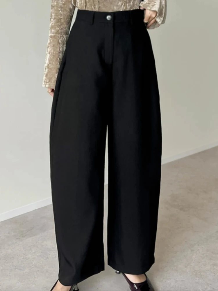 Scimitar Women's Pants Loose Wide Leg Casual Pants Korean Fashion Trousers High Waist Office Solid Color Loose Banana Pants 3