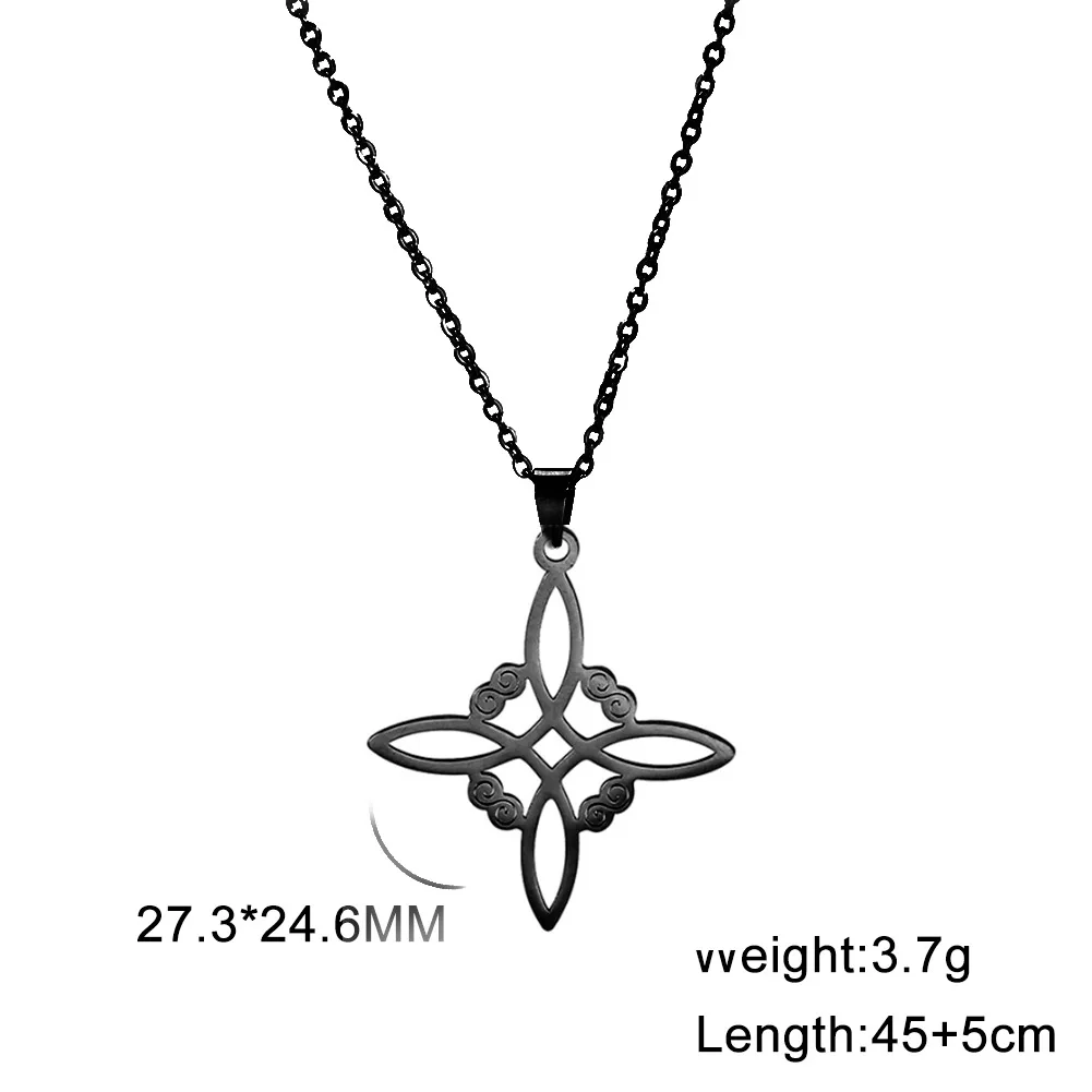 VASSAGO Collana di nodi delle streghe Collane di pentagrammi del Tetragramma Ciondolo a forma di nodo celtico Protezione Stregoneria Pagana Gioielli irlandesi (Collana Tetragrammaton-Argento 1