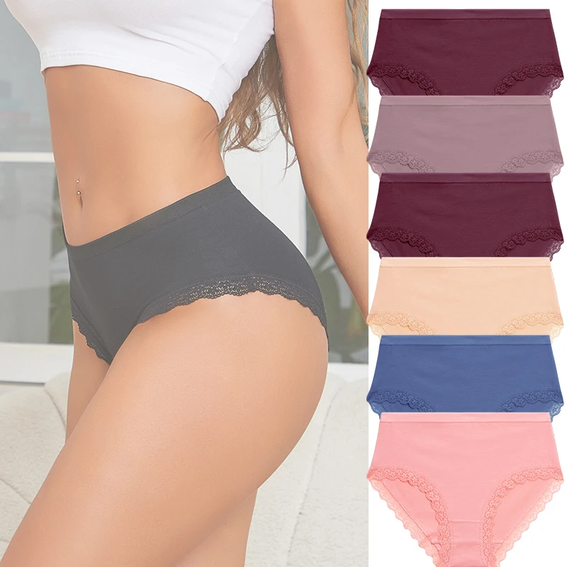 6Pcs Women's Cotton High Waist Panties Underwear Female Large Intimate Lingerie Briefs Woman Underpants Panty Panties New Style