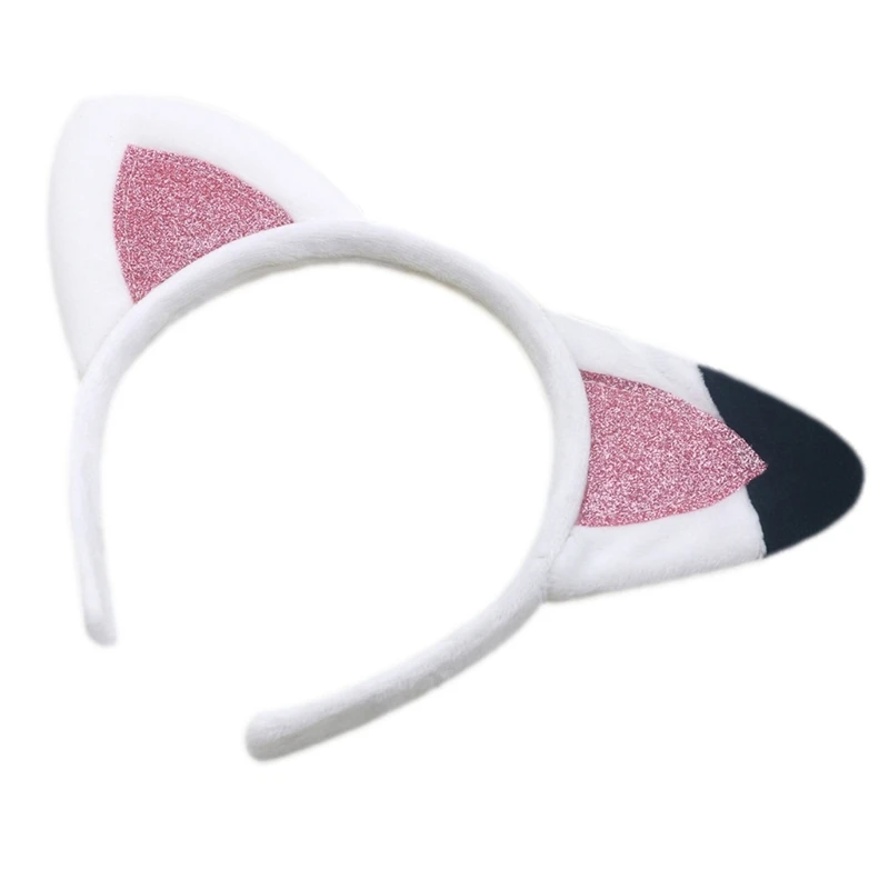 Furry Kitten Headband Animal Plush Ears Cartoon Hairband for Makeup Washing Face Costume Hair Accessories soft coral fleece headband animal ears hairband wash face hair holder bow turban for women hair band fashion hair accessories