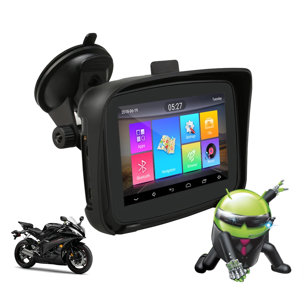 

iorigin 5 Inch Motorcycle GPS Navigation Android 6.0 Motorcycle Waterproof Bluetooth Navigation RAM 1G ROM 16G free map