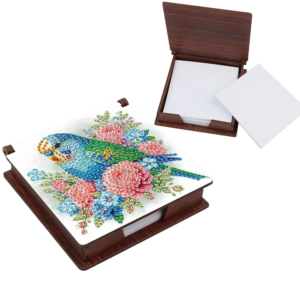 Animals Diamond Painting Notecard Box Contains 160 Sheets of Paper Gem Painting Memo Pad Holder Mosaic Kit for Adults Beginners