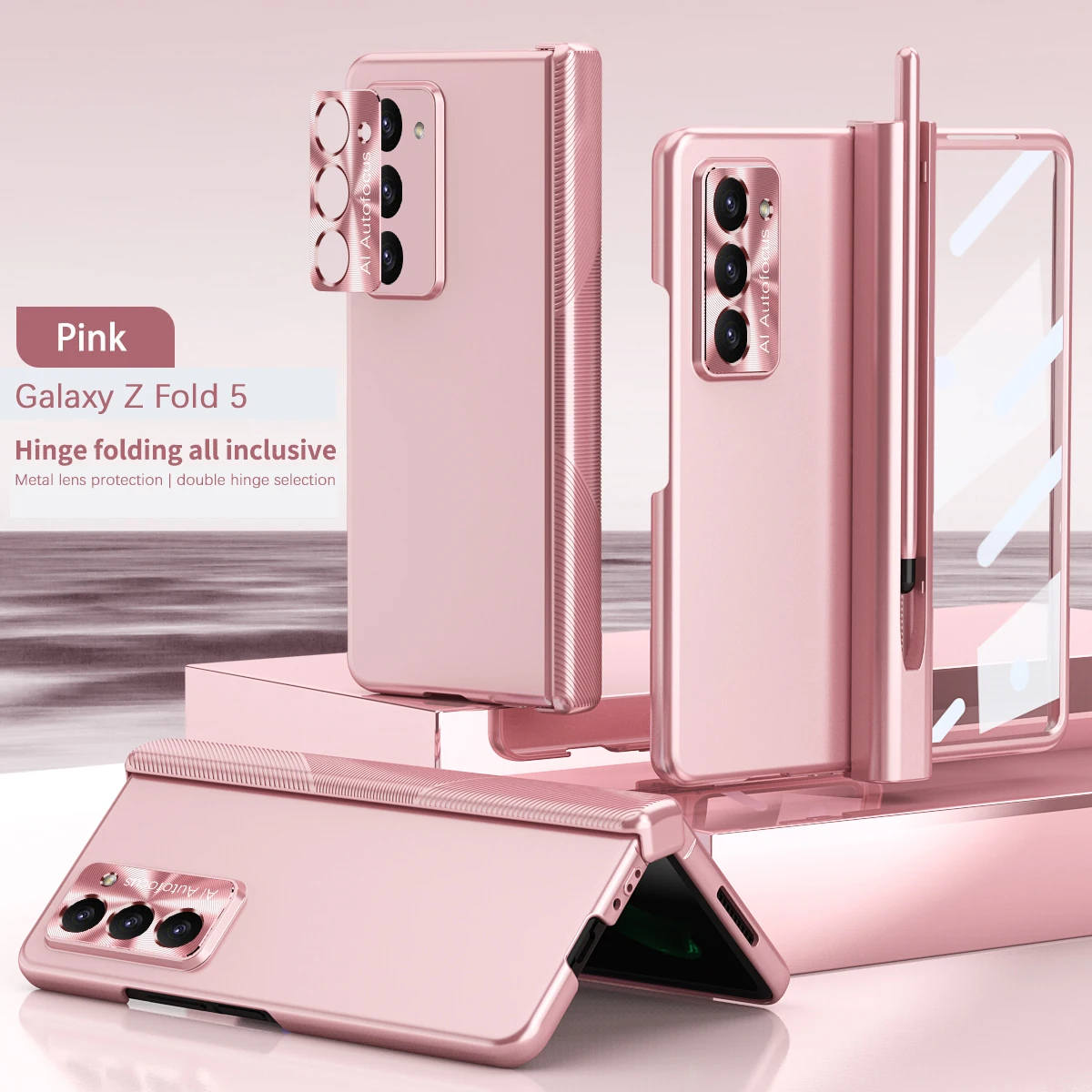 

Light Luxury Plating for Samsung Galaxy Z Fold 5 Phone Case Folding Model Lens Drop-proof Hinge Protection ZFold 4 3 Phone Cases