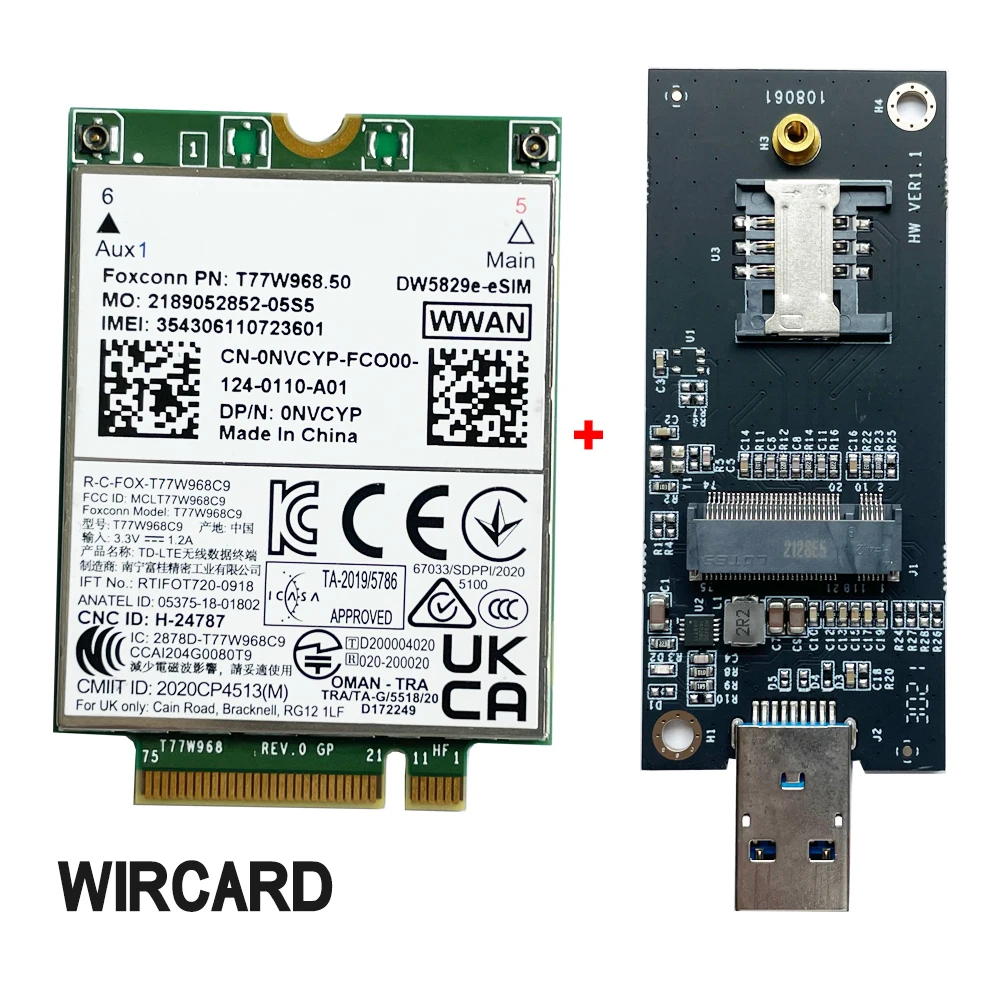 T77W968.50 DW5829e-eSIM DW5829e X20 LTE Cat9 450Mbps FDD-LTE TDD-LTE 4G Module For Dell 7320 7330 7520 7530 7430 Laptop 4g lte module