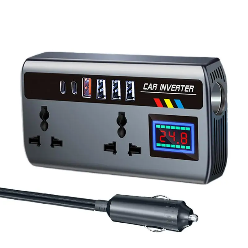 new Car Inverter Converter 12V/24V To 220V Fast Charging Ports Portable Automotive Charger Inverter 3 USB Ports Vehicle Inverter