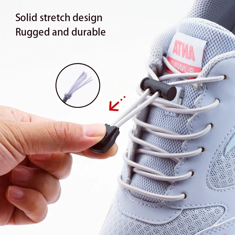 Elastische Schnürsenkel Sneakers Tennis Lock Schnürsenkel ohne Krawatten Erwachsene Kinder Unisex Runde Schnürsenkel Gummibänder Schuhzubehör 1 Paar