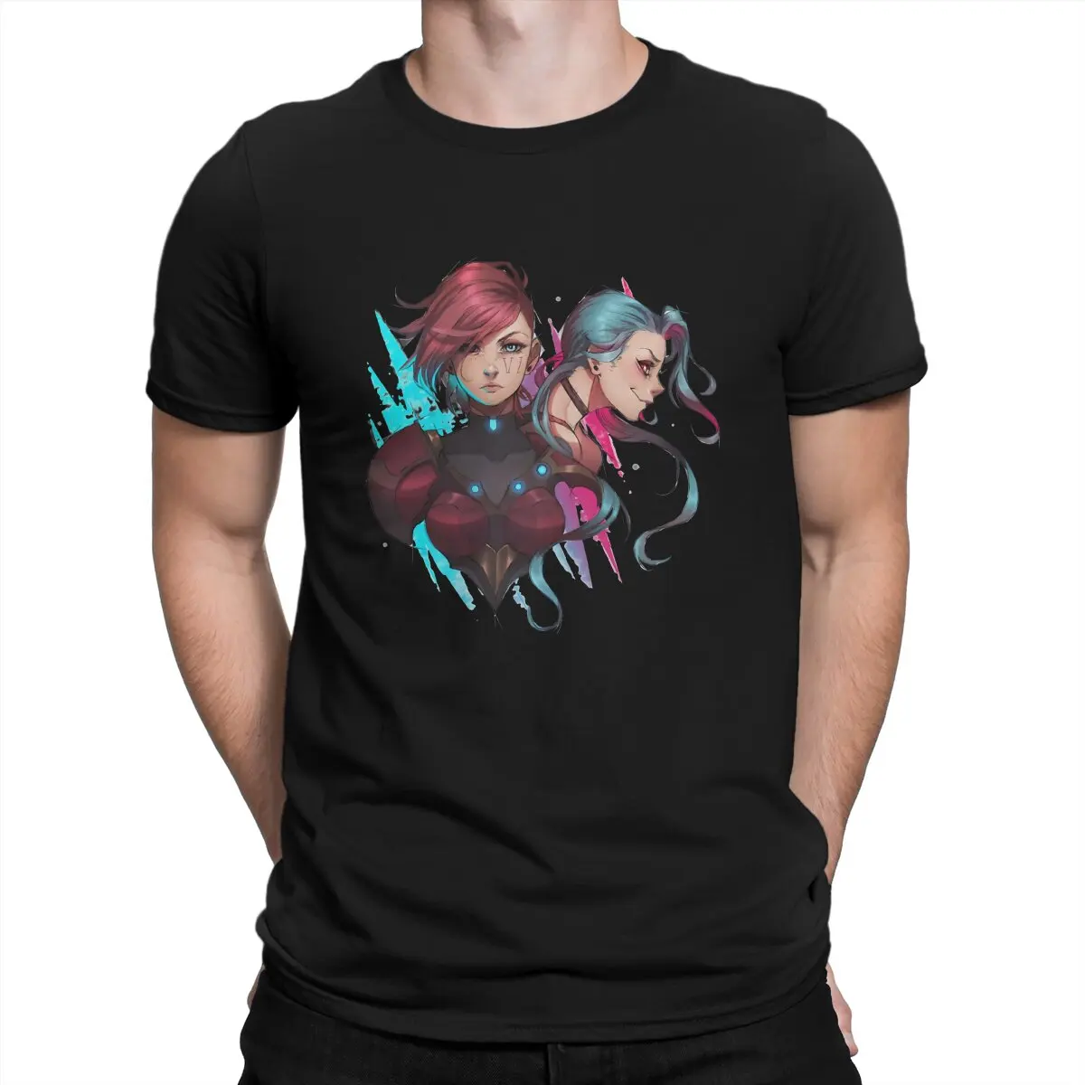 thumbnail image 1 of Camiseta Arcane League Of Legends LOL Game para hombre VI y Jinx, camiseta distintiva, ropa urbana gráfica hipster, 1 of 6
