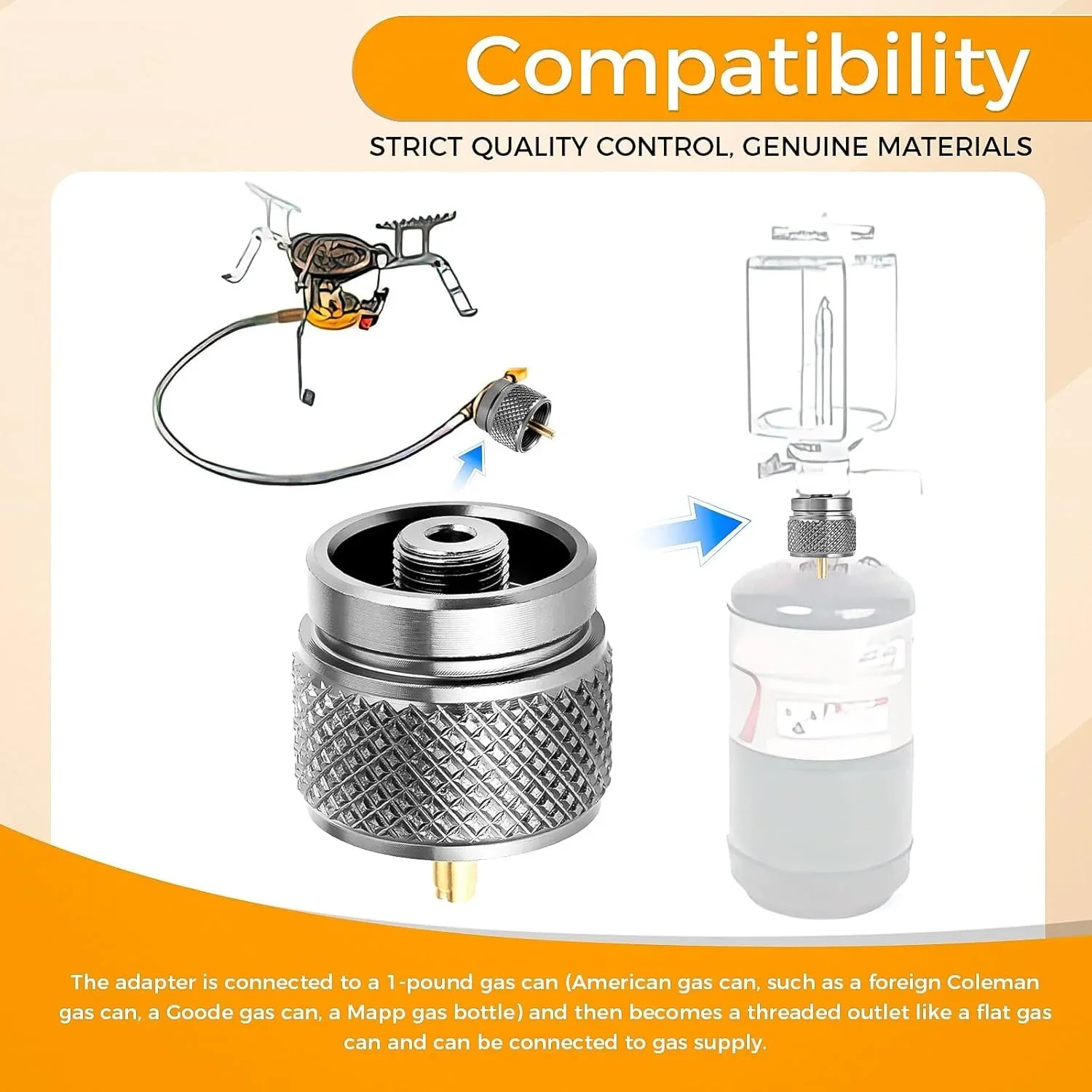 1pc Camping Gas Adapter Replace for Colemen/Goode/Mapp Bottle Butane Gas Cartridge Stove Connection American Style 1-pound Can