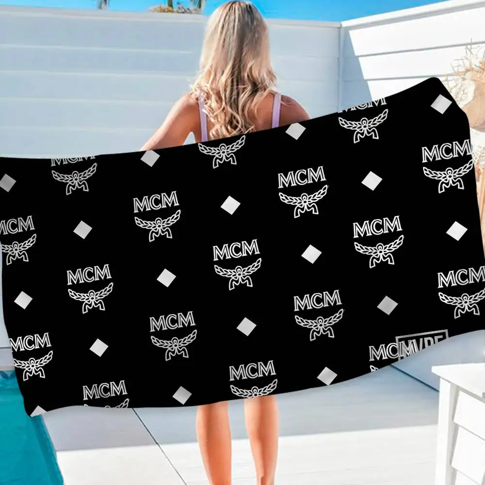 Fashion M-MCM Logo Microfiber Blanket Quick Drying Beach Towels Oversized Printing Super Absorbent Pool Towel Blanket