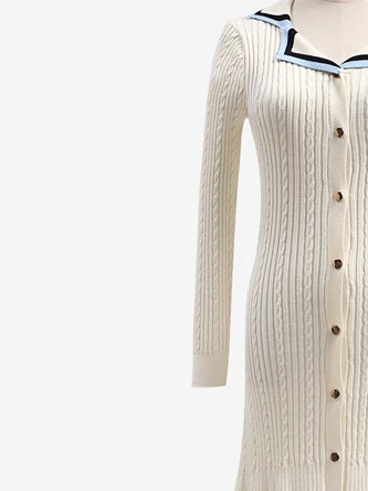

Women's long sleeve knitted maxi dress slim single breasted dress party evening elegant luxury celebrity