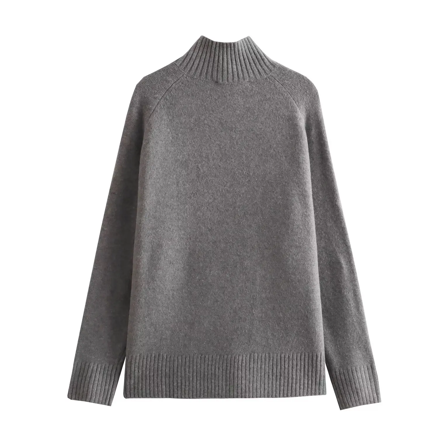 

Maxdutti Minimalist Single Pullover Sweater Breasted High Neck Fashionable Casual Autumn And Winter Knitwear Tops