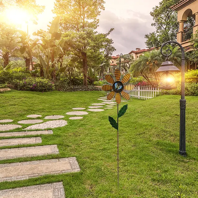 Szél Fonógépek Kültéri Fém Nagy Kerti Csapok Udvari Művészet Kinetikus Szélszobrok És 360 Fokos Forgó Gyep Dísztárgyak - Image 5