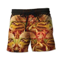Funny Fast Food Pattern Beach Shorts Men 3d Printed Hamburger Quick Dry Surfing Running Shorts Street Sports Swimming Shorts 1