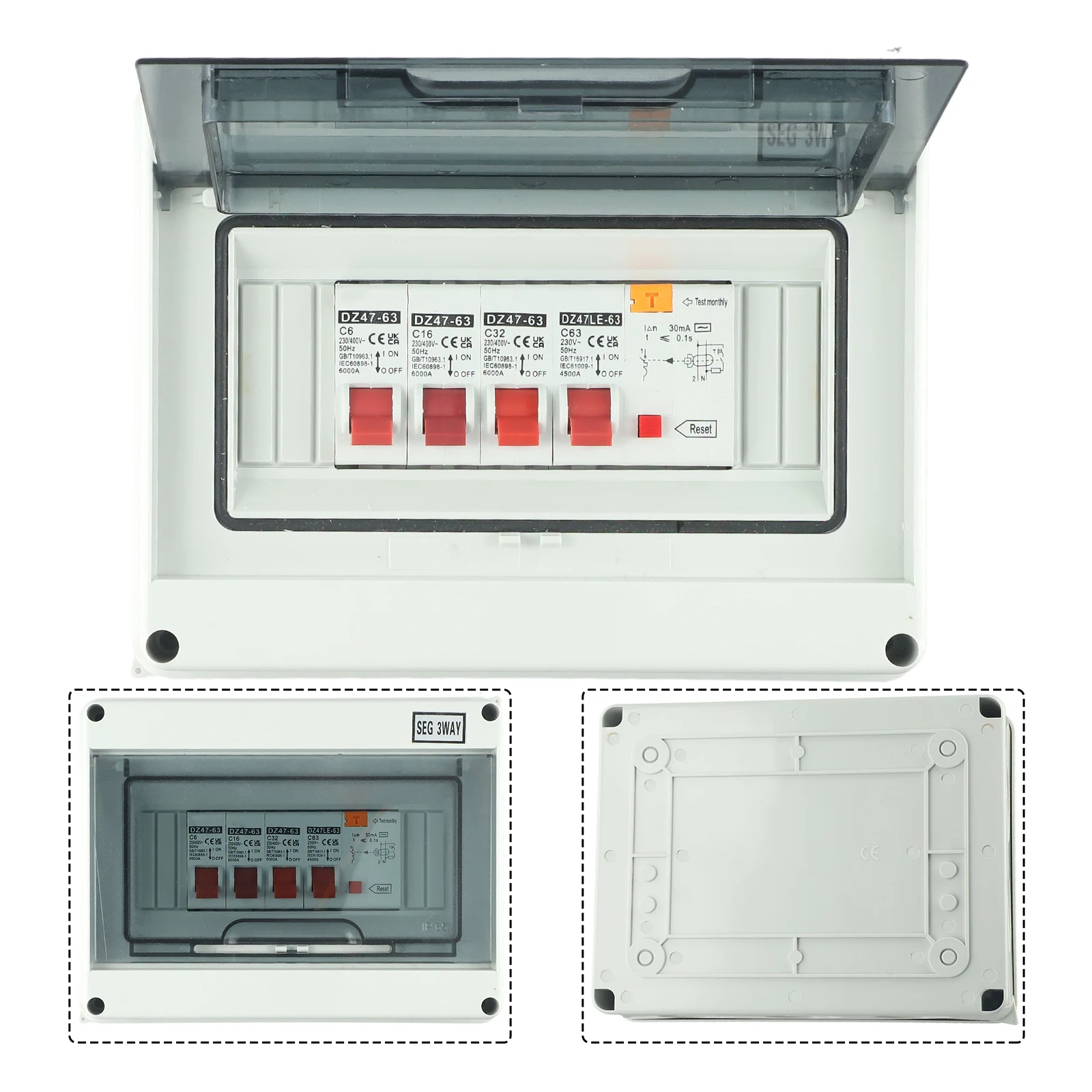 

High Hardness, Easy Installation, 3 Way Garage Shed Camper Van Caravan Consumer Unit Fuse Box with RCD and 3 x MCB